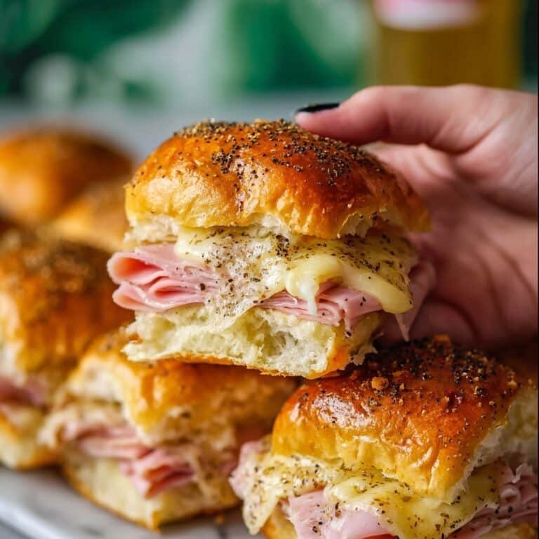 Hot Ham and Cheese Sliders with Mustard Onion Butter Recipe