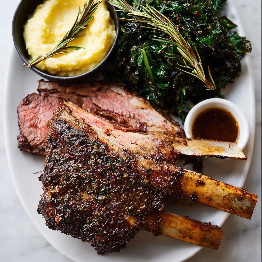 Juiciest Oven-Roasted Prime Rib with Garlic Herb Butter and Red Wine Sauce Recipe - Recipe Image