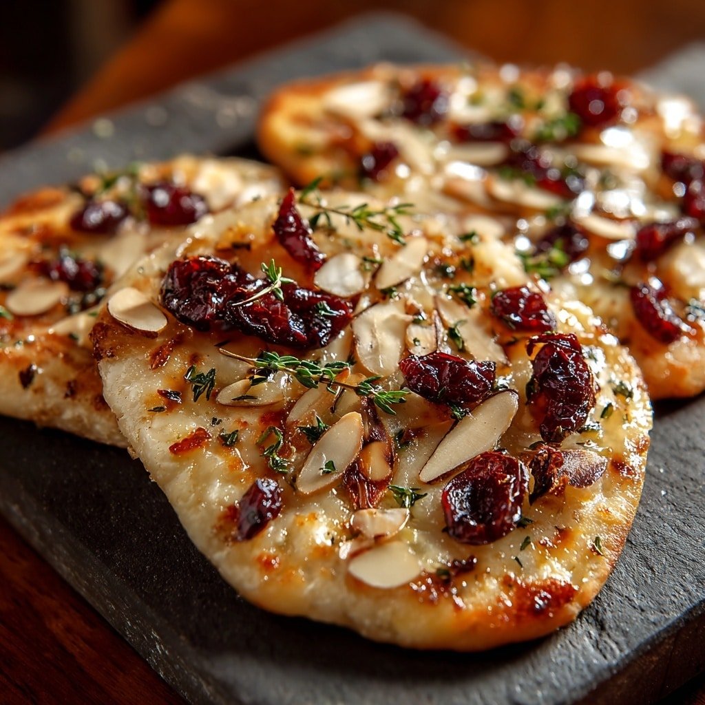 Crispy Flatbread with Brie, Cranberries, and Honey Recipe - Recipe Image