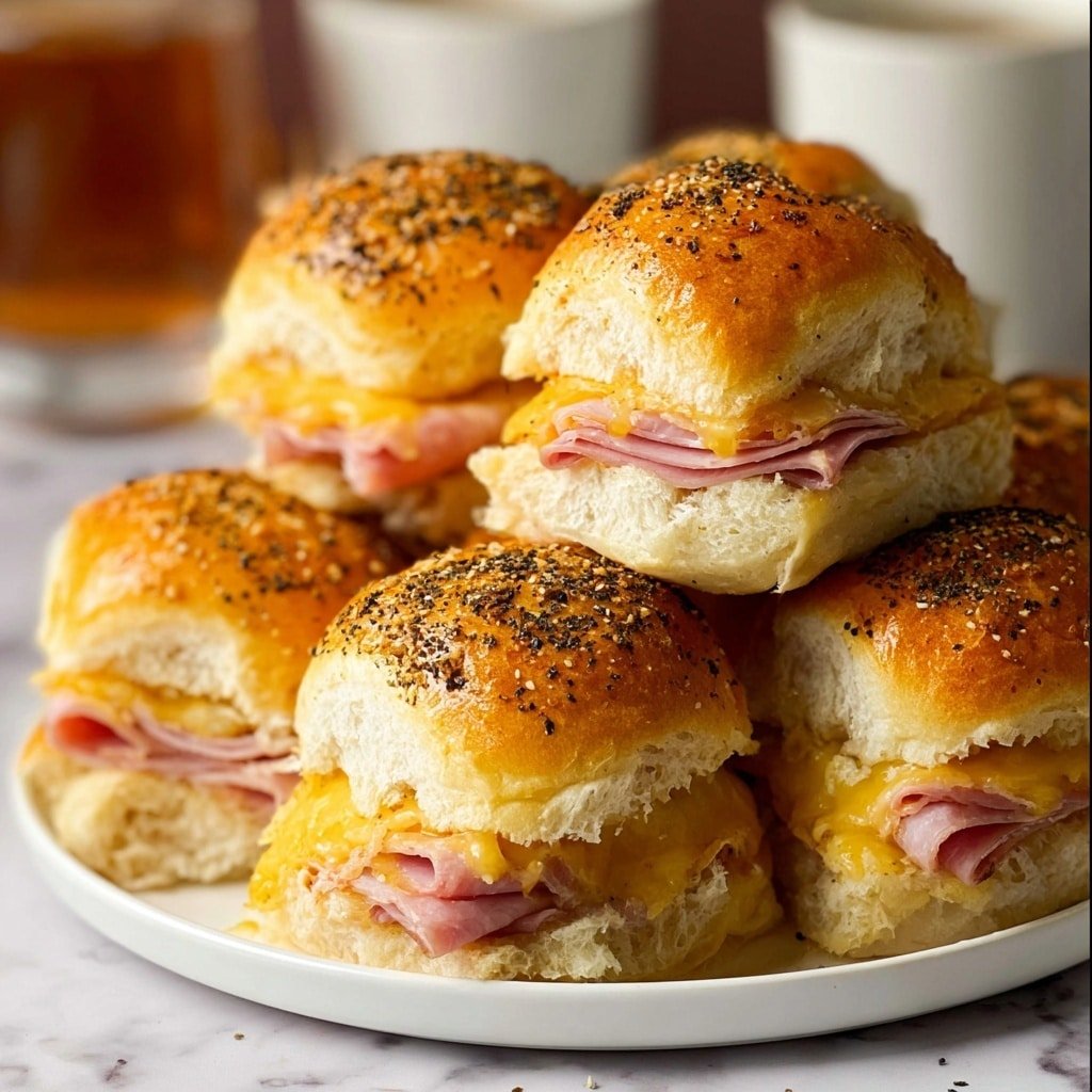 Hot Ham and Cheese Sliders with Mustard Onion Butter Recipe - Recipe Image