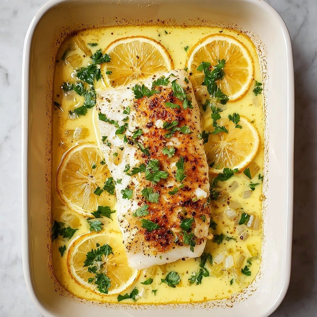 Baked Cod in Coconut Lemon Cream Sauce Recipe - Recipe Image