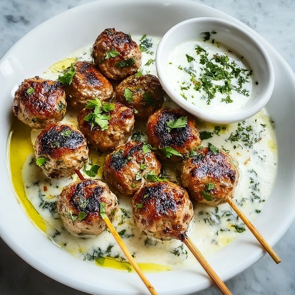 Chicken Kofta with Garlic Yogurt Sauce Recipe - Recipe Image